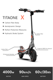 TITAONE-X Waterproof Carbon Fiber App 11inch fat tire Fast Speed Electric Scooter