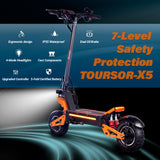 TOURSOR X5 52V 5000W Dual Motor Off Road Tire Electric Scooter 11inch off road tire
