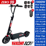 EU Stock Original ZERO 10 52V 23AH Folding Adult Electric Scooter ZERO10 50kg/h 1000W Motor 10 inch  VAT Exemption