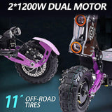 BEZIOR S2 Pro Electric Scooter - 1200W Dual Motor, 60V 20.8Ah Battery, Foldable E-Motorcycle with 10.0*2.25 Inch Off-Road Tires Foldable Electric Scooter