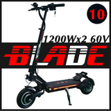 Blade 10 Electric Scooter 60V Dual Motor 2*1200W Top Speed 75km/h 10*3 inch Wide Tire E-scooter Blade10 Skateboard