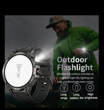 Gaines KC89 Smart Watch Men Outdoor Sports LED Flashlight Copmpass Bluetooth Call AI Voice Health Monitoring Fitness Track Smart