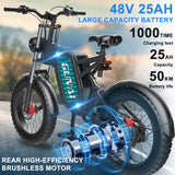 GUNAI MX25 Electric Bike 1000W 48V 25AH Electric Bicycle 4.0*20 Inch Fat Tire Off-Road Ebike Adults Cycling Mountain Bike