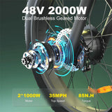 Zeegr S152v  E-Bike Dual 2000W Fat tire Ebike 8 Speed Snow Beach Bike 26*4.0 Fat Tire Taurus Electric Bicycles Full Suspension