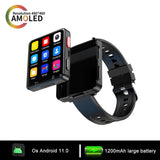 XUESEVEN KOM88 4G SIM Card Smart Watch Android 11.0 OS WIFI 2.64 inch Big Screen 500W Dual Camera GPS 1200mAh Battery Smartwatch