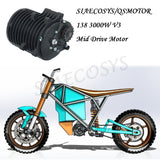New QS 138 3KW V3 5500W Max continuous 72V 100KPH Mid drive Motor conversion kit for e-bike/e-motorcycle