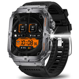 2024 New rugged Military Fitness smartwatch for Men Android IOS IP68 Waterproof Sport Ai Voice Call LED Flashlight Smartwatch