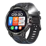 Gaines KC89 Smart Watch Men Outdoor Sports LED Flashlight Copmpass Bluetooth Call AI Voice Health Monitoring Fitness Track Smart