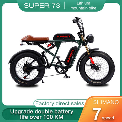 Electric bicycle 20 inch 500W 48V 26Ah folding electric bicycle fat tire beach cruiser electric motorcycle lithium battery dual