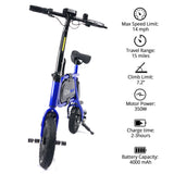 IDEAPLAY P10 12 inches Folding Electric Bicycle E-Bike 350W 36V 4.0Ah Lithium Battery