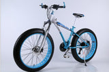 Snow Bike MTB 26x17" 7 21 24 27 speed double disc mountain Fat Bicycle Suspension Steel Frame 4" Tire aluminum wheel 24kgs easy-smart-way.myshopify.com