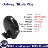 Gotway Nikola Plus Electric unicycle 100V 1845WH 1230WH 3000W,max speed 60km/h,battery life 120-160km,monowheel scooter 2020 easy-smart-way.myshopify.com