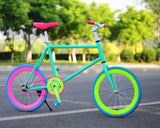 CHREAL Student Adult Fixed Gear Bicycle Mountain Bike Extreme Sport Road Bicycle Men 20 Inch Wheel Double V Brake Front ForkRide