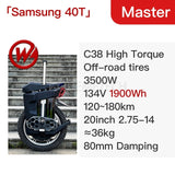 Gotway Begode Master Unicycle Electric Unicycle EUC 3500W 134V 2400Wh Max Speed 112km/h 36kg C38 High Torque Monocycle Balance