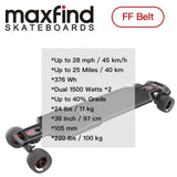 MAXFIND FF Belt Electric Skateboard 1500Wx2 Longboard 40km 28mph Samsung Battery IP65 4.1inch 14kg Toy