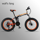 wolf's fang Mountain Bike 20"x 4.0 Folding Bicycle 21 speed road bike fat bike variable speed bike  Mechanical Disc Brake easy-smart-way.myshopify.com