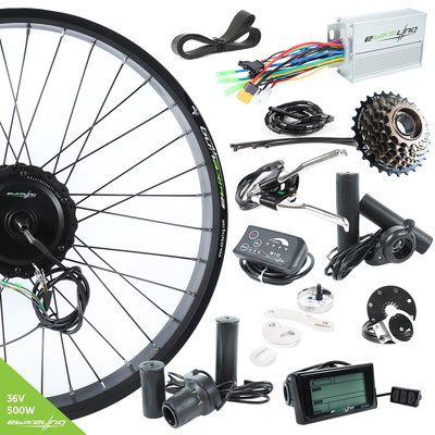 36V 500W 26" FAT Geared Front Rear Electric Bicycle Conversion Kit