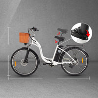 City Commuter Electric Bike - 26-Inch and 350W Ebike with Shopping Basket and Adjustable Seat-Post