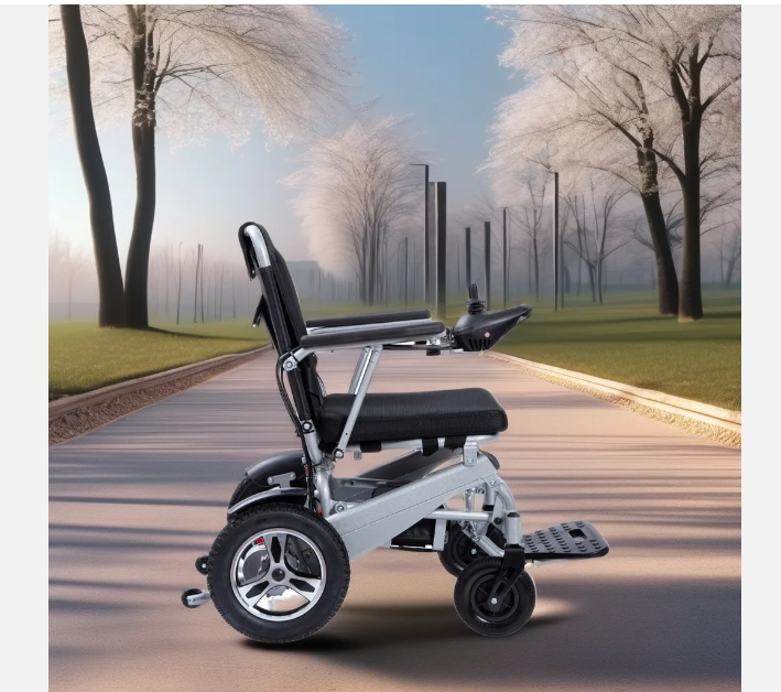 Aircraft Aluminum Alloy Frame Folding Lightweight Electric Wheelchair with Wireless Joystick Controller