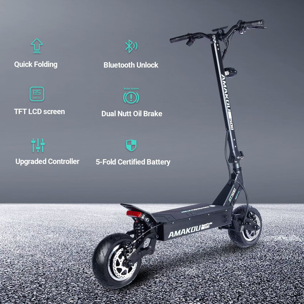 AMAKOU ST500 72V 10000W 11inch Fat Tire Electric Scooter