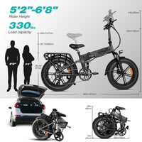 ENGWE ENGINE PRO  20 Inch Folding Electric Bicycle  Full Suspension Foldable E-bike Fat Tire E-Bike Unleash Adventure with this Portable E-Bike for All Terrains