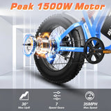 US/AU Local Delivery 1500W Electric Bike Bluvall R700 1500W 52V Long Range All-Terrain eBike For Outdoor Play 52V 25AH Long Range 35MPH 20" Fat Tire Waterproof All-Terrain E-Bike for Road Snow Beach