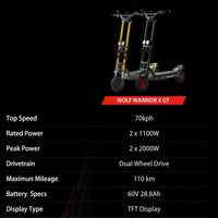 Pre-sale KB Wolf Warrior X King GT 10inch 60V 28Ah Battery Double Motor 2200W Top speed Kaa-bo Electric Scooter