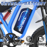 US/AU Local Delivery 1500W Electric Bike Bluvall R700 1500W 52V Long Range All-Terrain eBike For Outdoor Play 52V 25AH Long Range 35MPH 20" Fat Tire Waterproof All-Terrain E-Bike for Road Snow Beach