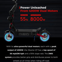 X7 Electric Scooter 8000W Super Motor Up To 50KM/H 12" Off Road Tires 60V 60AH Battery Powerful Electric Scooter for Adults