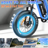 US/AU Local Delivery 1500W Electric Bike Bluvall R700 1500W 52V Long Range All-Terrain eBike For Outdoor Play 52V 25AH Long Range 35MPH 20" Fat Tire Waterproof All-Terrain E-Bike for Road Snow Beach