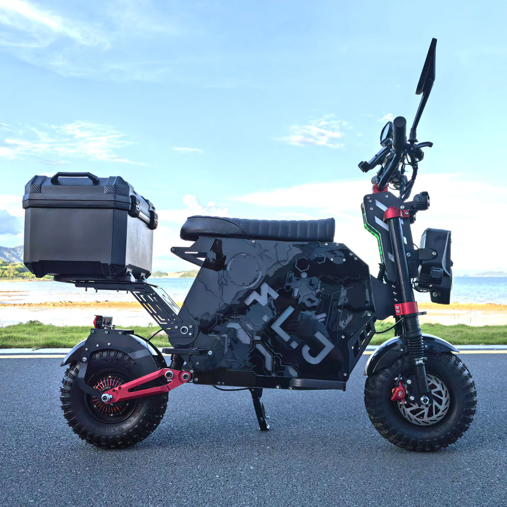 FLJ F14 72V 12000W Dual Motor Electric Motorcycle Scooter (14" Fat Tire, NFC & 75 MPH)