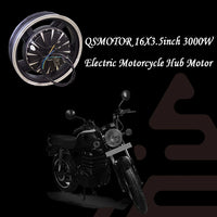 QSMotor 16*3.5inch 3000W 260 V1.12 BLDC in wheel hub motor kits 72v70kph with SVMC72200 and speedometer for electric motorcycle