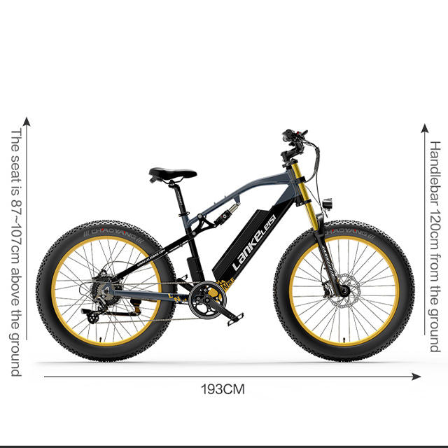 Lankeleisi RV700 26" Inch Electric Mountain Bicycle - 1000W Motor Off-Road Fat Tire Bike with 48V 16Ah Lithium Battery for Mountain Sport and Dirt Riding