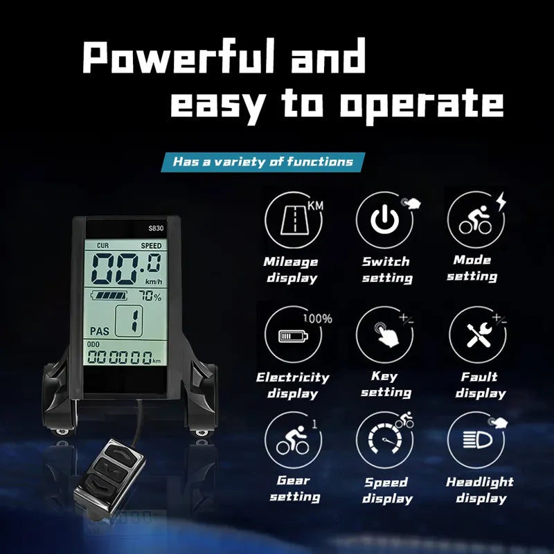 24V/36V/48V 250W Ebike Brushless Controller Part With Lcd Display S830 Electric Bike Conversion Kit