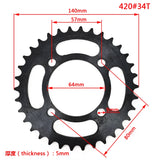 34 teeth 420 chainring gearless flywheel connector 13/16/21/24/26/29MM, used for electric tricycle, kart, motorcycle spare parts