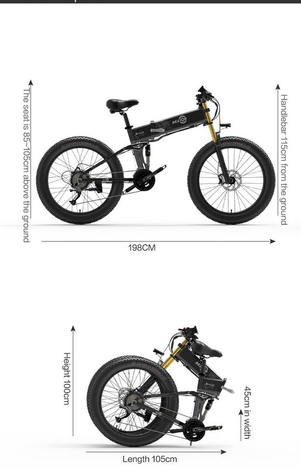 BEZIOR X-PLUS 26 Inch 1500W Folding Electric Dirt Bike Off-Road Electric Mountain Bike 27-Speed Foldable E-Bike for All-Terrain Adventures