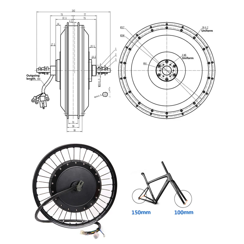8000w Hub motor Wheel QS V3 273 8000w Electric Enduro Bike Motor Wheel with 18" 19" 21"Tires for motorcycle