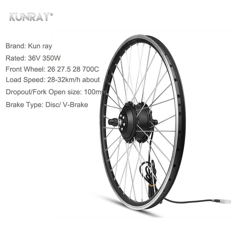 KUNRAY EBike Kit Electric Bike Conversion Kit 36V 350W Ebike Set Powerful Adult Mountain E Bike Kit Electric Drive 26 28 LED LCD
