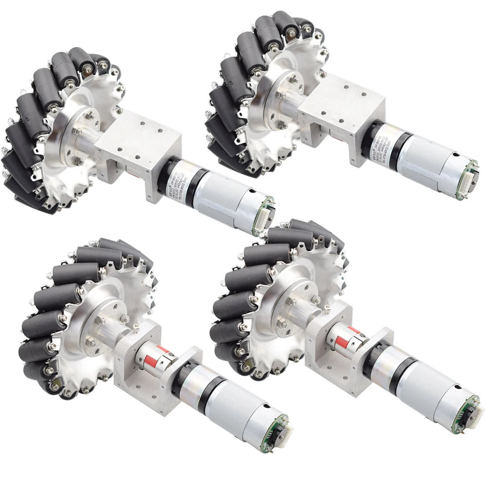 4pcs/set 100KG BIG Load Mecanum Wheel with DC 24V Speed Encoder Motor for Arduino DIY Robot Car Chassis Handling ROS Research