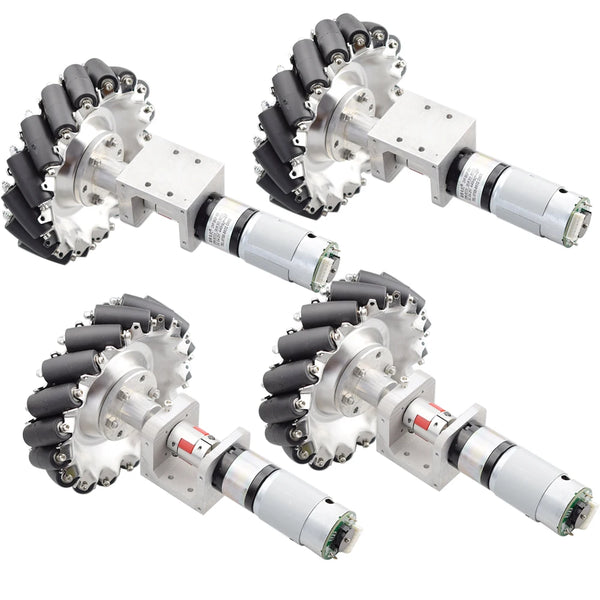 4pcs/set 100KG BIG Load Mecanum Wheel with DC 24V Speed Encoder Motor for Arduino DIY Robot Car Chassis Handling ROS Research
