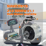 SIAECOSYS/QSMOTOR 212 2000W V1.1 Hub Motor 72V 45KPH conversion kit with EM50sp Controller for Electric Scooter