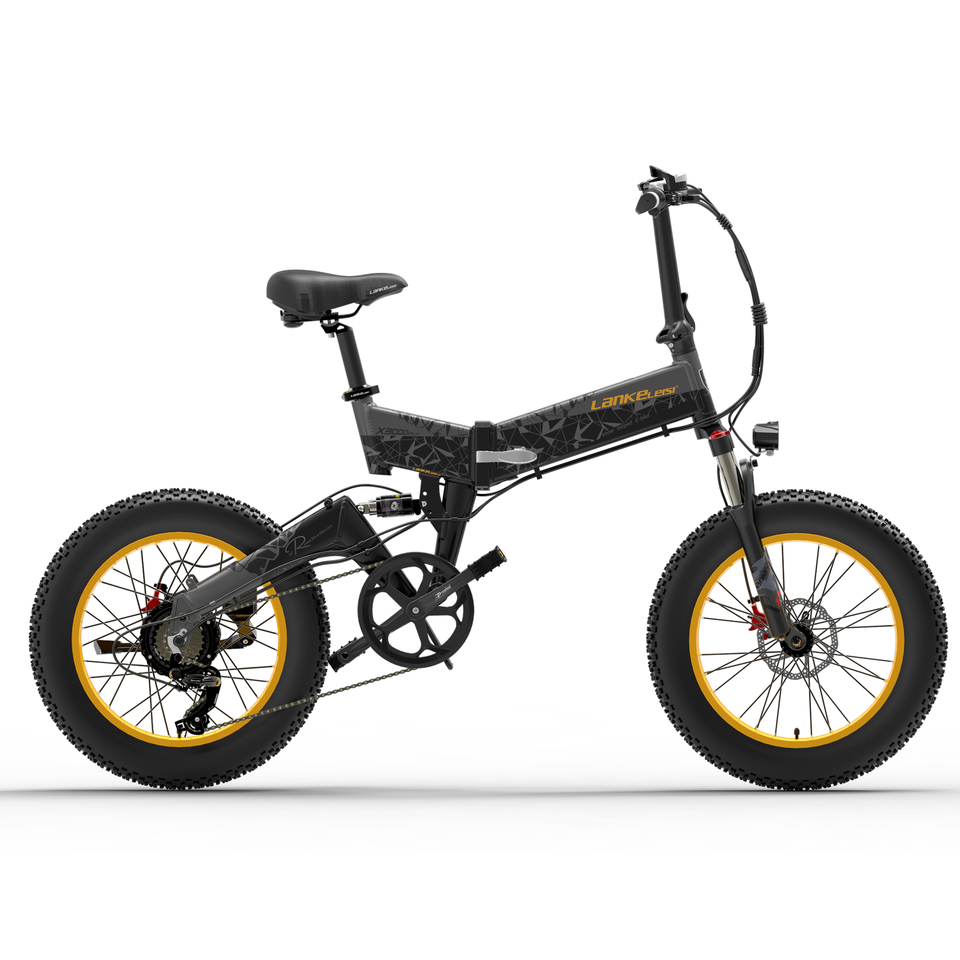 LANKEILEISI X3000 plus 1000W 20 Inch Folding Electric Fat Bike Off-Road Snow Bike with 7-Speed Mountain Bike for All-Terrain Adventures