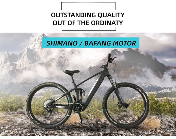 EWIG Carbon Fiber Electric E Bike Mountain 29 inch 48V 17.5AH 500W 12 Speed SHIMANO BAFANG Dual Full Suspension MTB City Bicycle