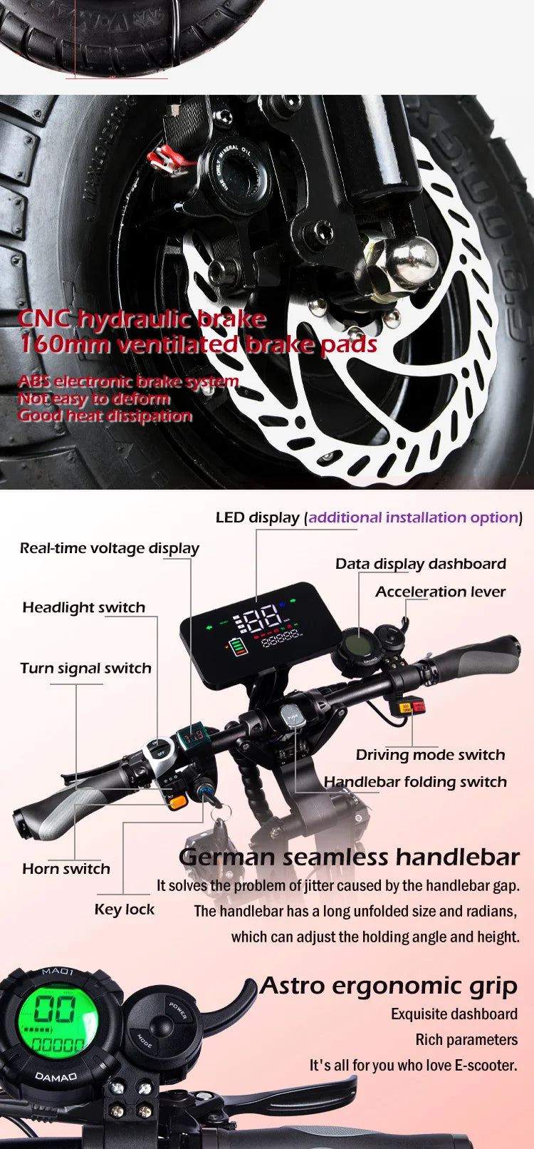 Quickwheel Viper Folding Electric Scooter Frames 13 Inch 72V 45Ah 6000W 8000W 100Km/H Adults High Speed Electric Scooter