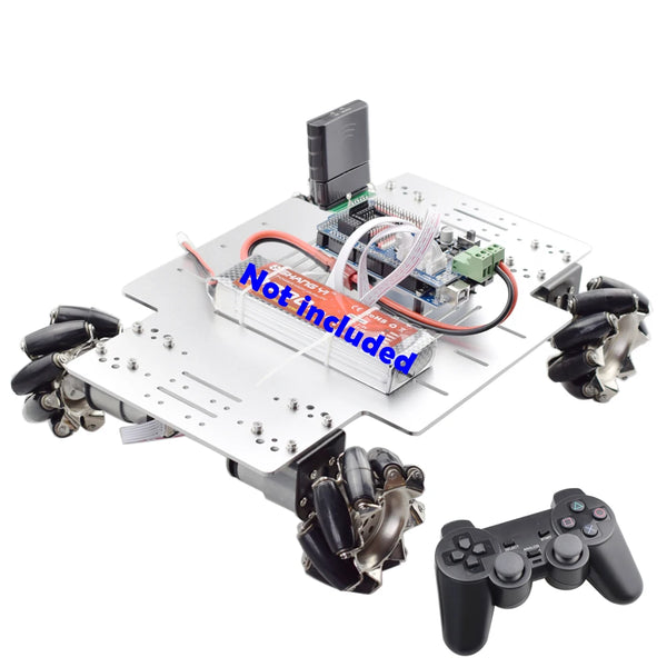 PS2 Handle RC 25KG Big Load 78mm Mecanum Wheel Robot Car Chassis Kit with 4pcs 12V Speed Encoder Motor for Arduino Shooting DIY
