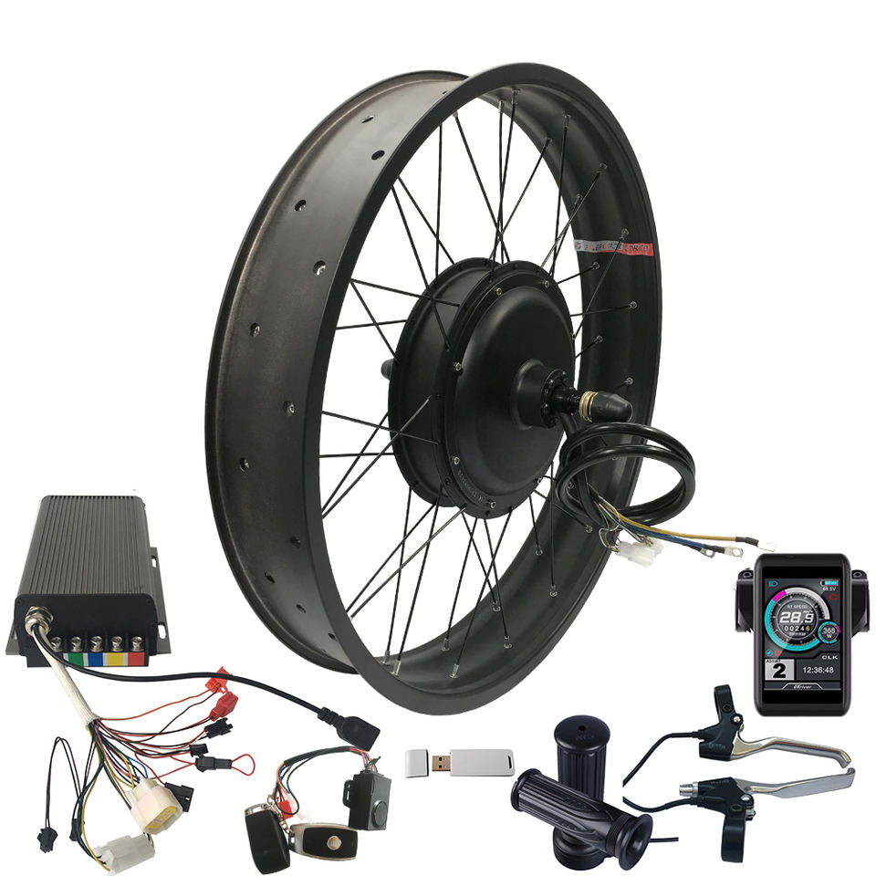 72V5000W Snow-ebike Conversion Kit Fat Tire 26" 20"4.0 Wheel Hub Motor Rear Dropout 170mm/190mm For Beach Fat-bike