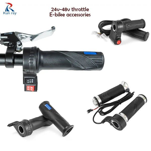 Kunray 1 Pair Ebike Twist Speed Throttle 12V-72V Scooter Electric Bicycle Accessories Handlebar 3 Speed Bike Throttle Parts