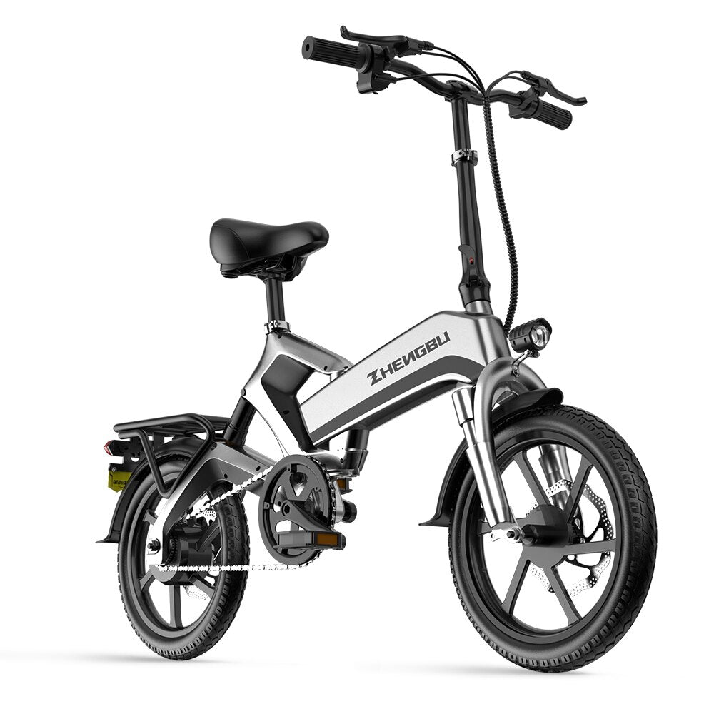 ZHENGBU Electric Bicycle 16 Inch Mini Folding Electric Bike for Adults 400W Fast Commuter Ebike with 48V10AH Lithium Battery