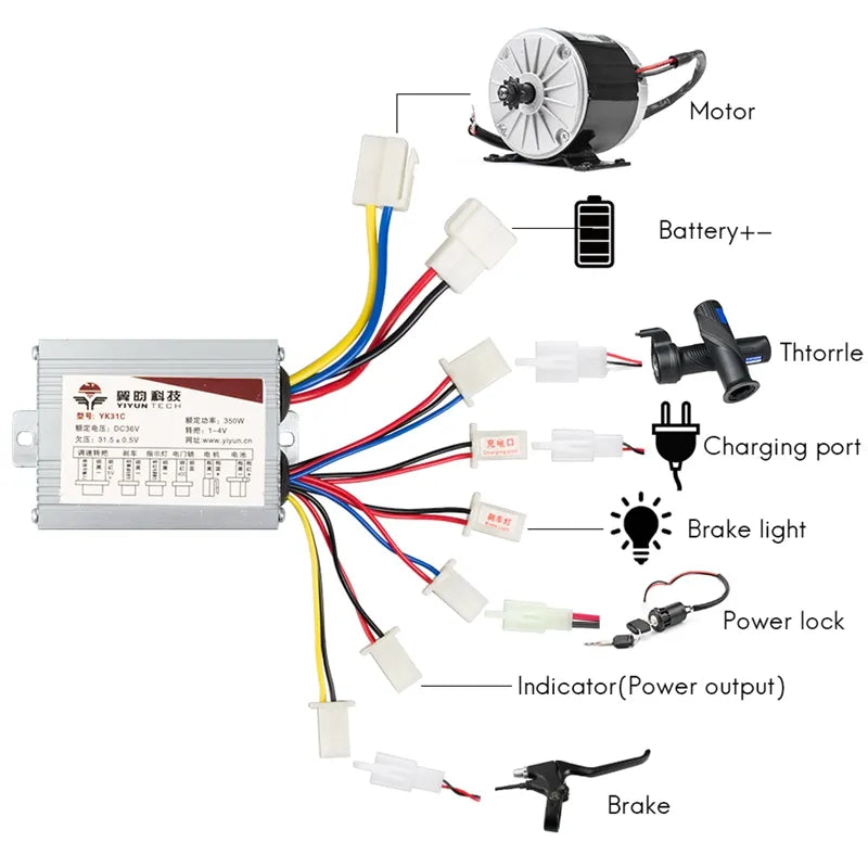 YINYUN DC Brush Motor Speed Controller 36V 800W 48V Electric Scooter Bicycle E-bike Motorcycle Accessories Parts YK31C