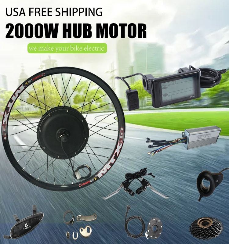 Powerful 2000W Ebike Conversion Kit - MTX39 Rear Wheel Hub Motor with LCD Display and PAS for 16-28 Inch Wheels Ebike Conversion Kit